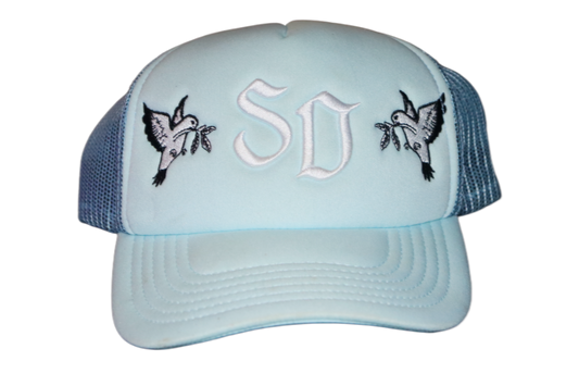 STRAIT DRIP "SD" TRUCKER HAT SKY BLUE